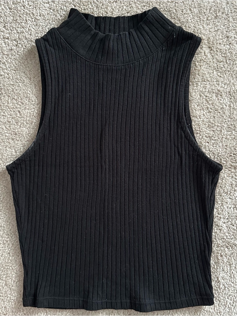 Forever 21 Sleeveless Black Ribbed Mock Neck Tank Top - Women